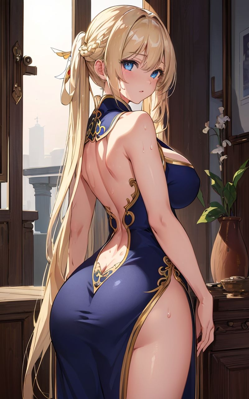 サンプル画像5:美少女 金髪ツインテチャイナドレス(ソノトキロク) [d_302663]