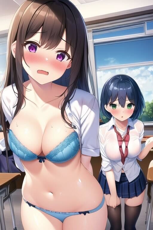 サンプル画像3:ai生成・女友達が撮影した美少女JKたちの着替え中や入浴中の下着＆全裸が流出【教室・更衣室・温泉】盗撮・500枚(撮影記録イラスト係) [d_302680]