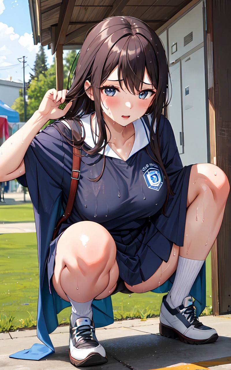 サンプル画像1:野外でM字開脚して大興奮しちゃう淫乱女子校生(ryuta) [d_302821]