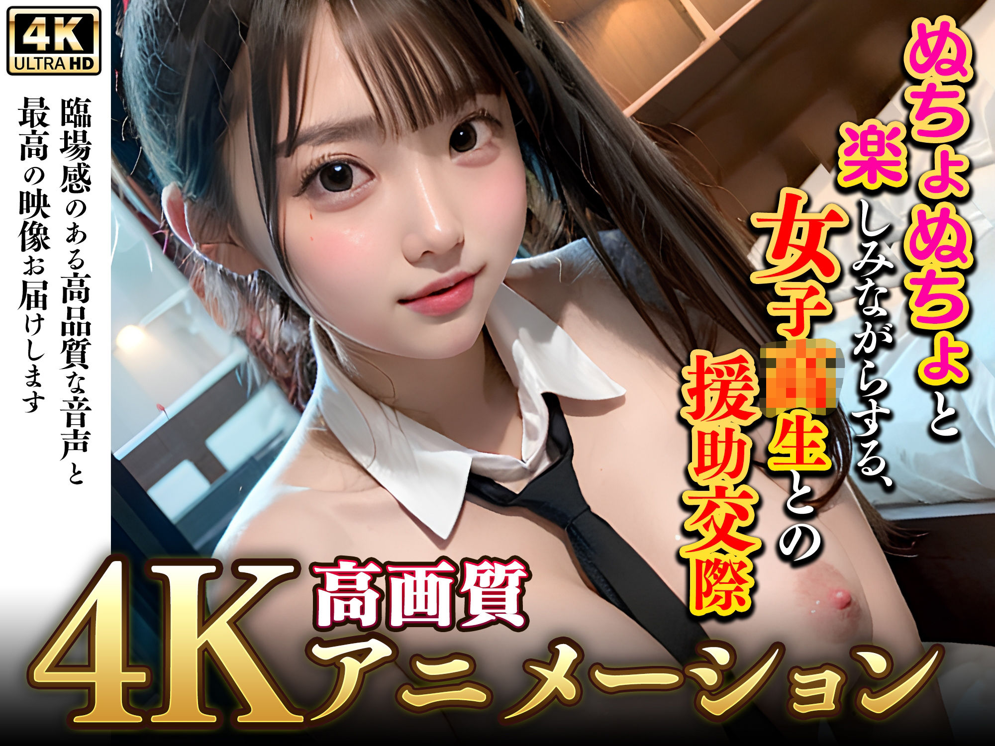 サンプル画像1:【4Kぬるぬるアニメ】ぬちょぬちょと楽しみながらする、女子校生との援○交際(究極のあいどる) [d_302894]