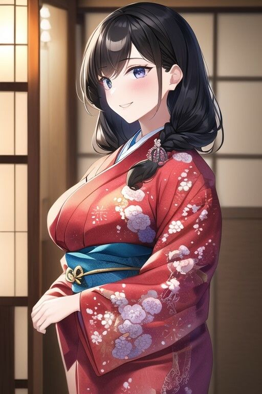 【セックスイラスト集】和服・着物姿の黒髪美女に中出し！〈200枚〉室内（旅館）・野外（京都の町）のサンプル画像 6
