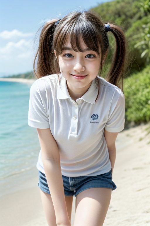 サンプル画像2:summer memories 彼女と笑顔と青い海(ムネキュンAI妄想) [d_303505]