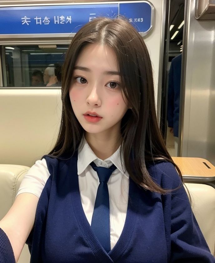 サンプル画像4:巨乳JKが電車にのったら？(隙間産業) [d_303609]