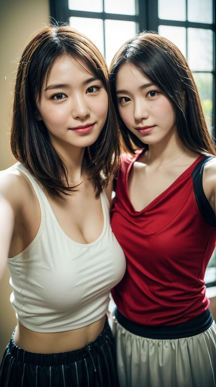 サンプル画像1:［AI双子］ジムで！公園で！どこでも！健康的スポート美少女と全力射精で全身ドロッドロ(AI2Twins) [d_303757]