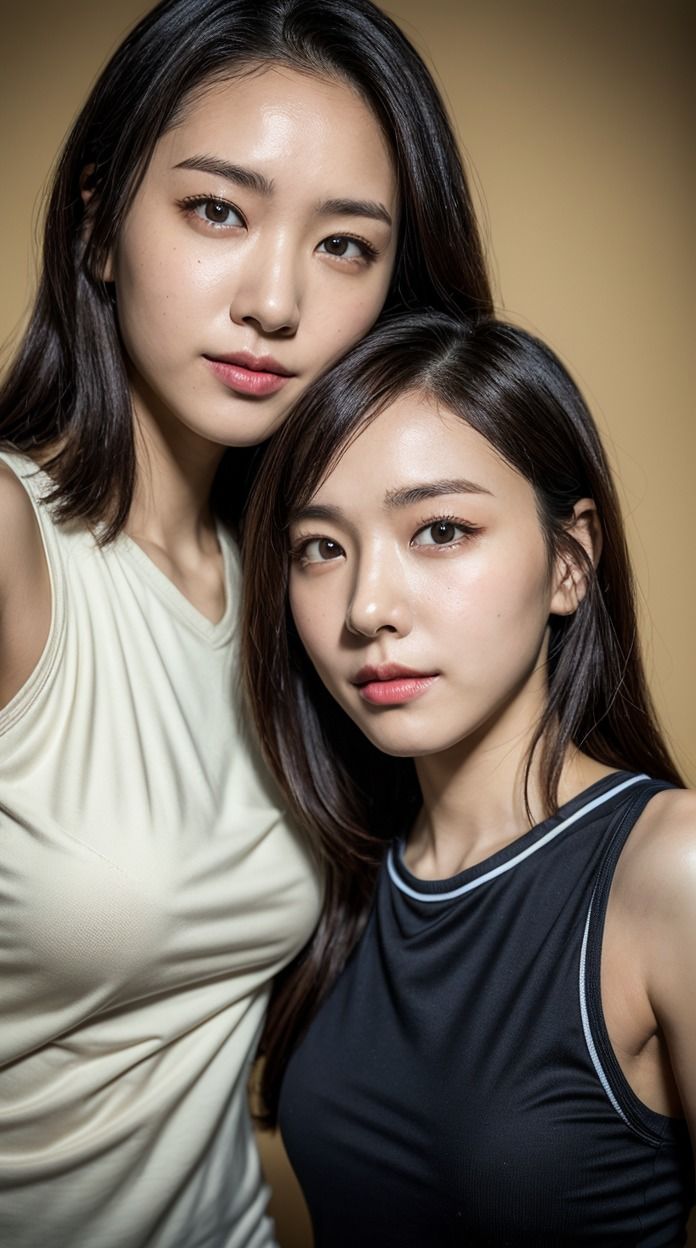 サンプル画像2:［AI双子］ジムで！公園で！どこでも！健康的スポート美少女と全力射精で全身ドロッドロ(AI2Twins) [d_303757]