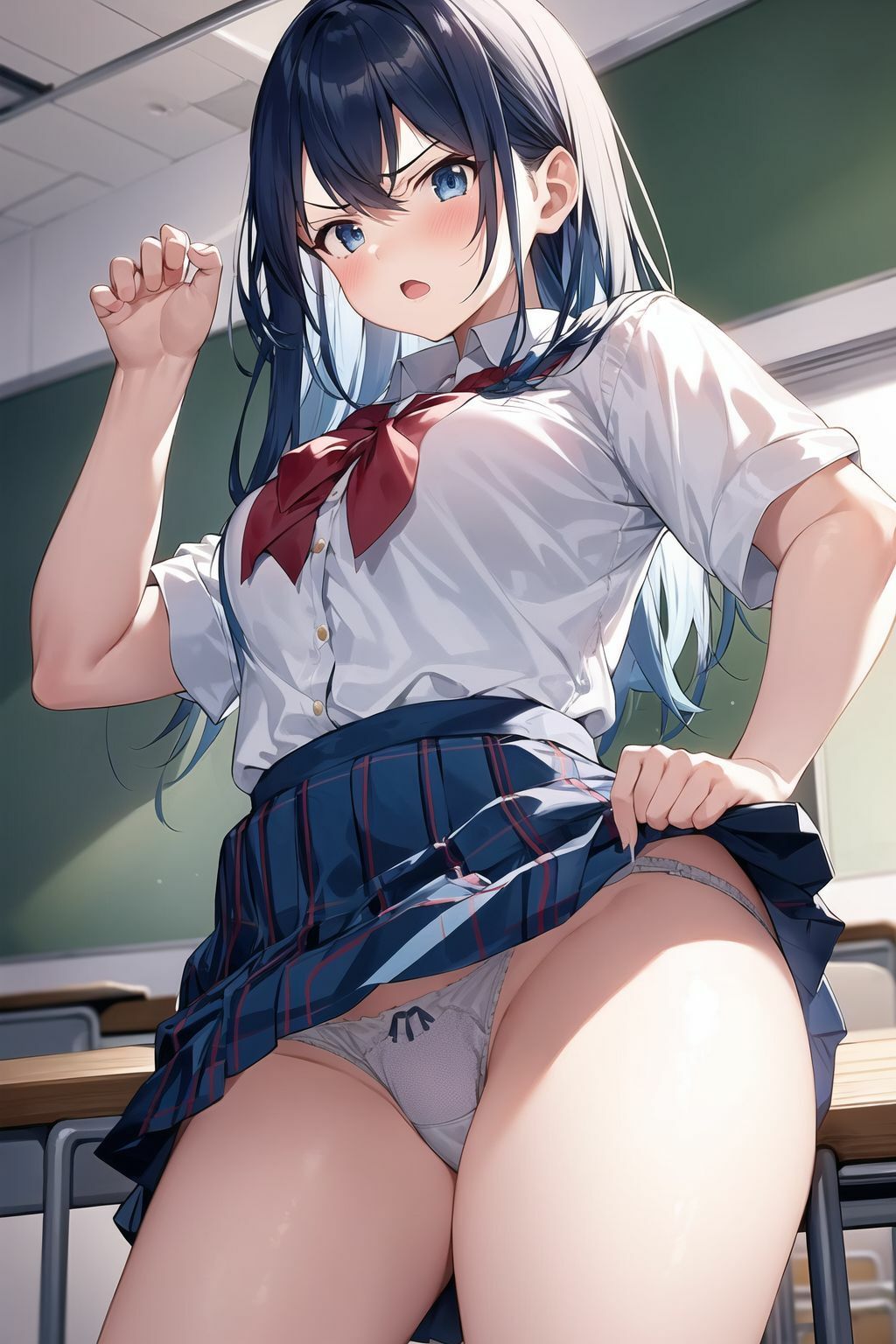 サンプル画像2:嫌な顔しながらパンツ見られちゃうイラスト集（制服編）(長尾会) [d_303827]