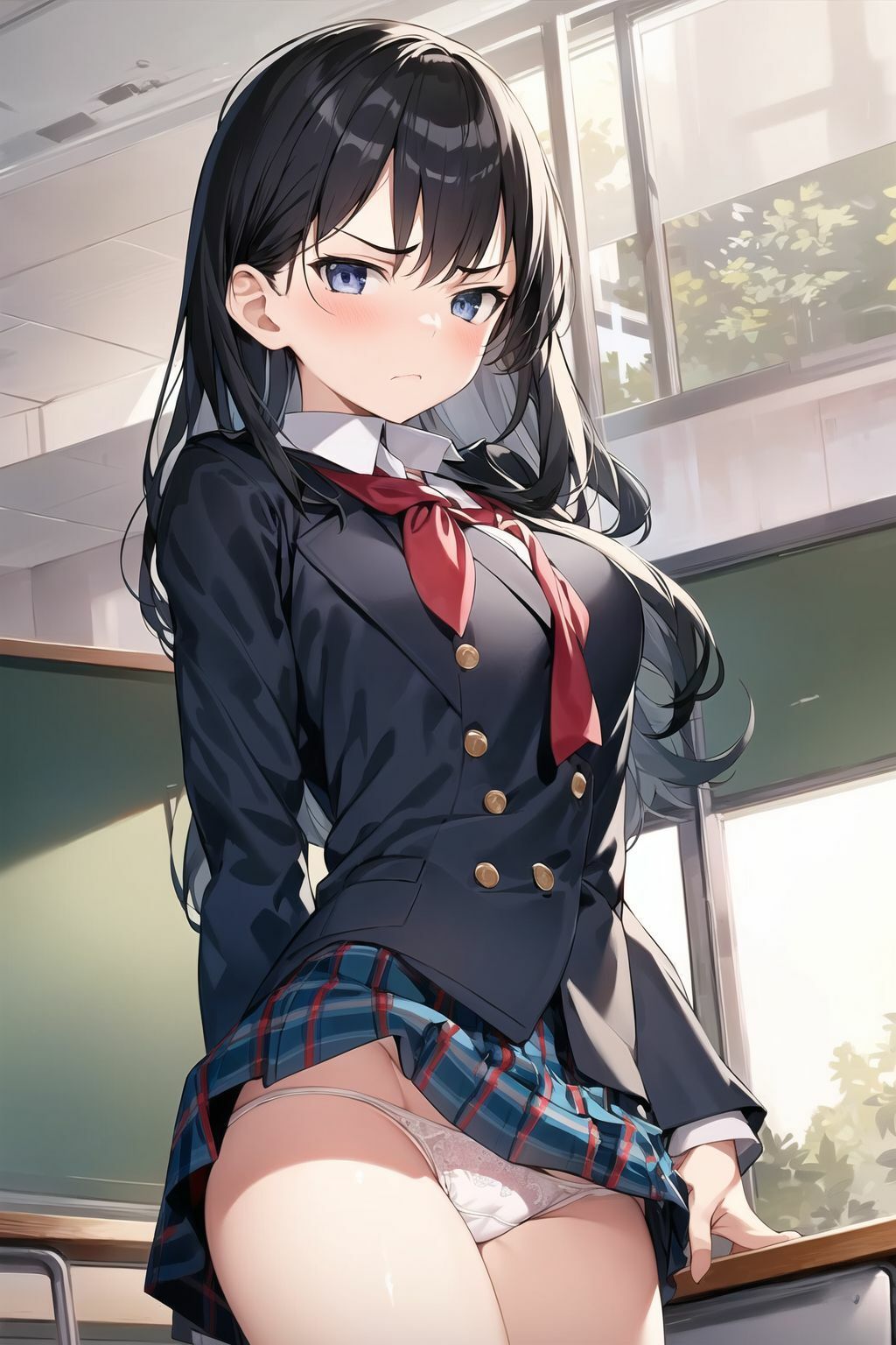 サンプル画像3:嫌な顔しながらパンツ見られちゃうイラスト集（制服編）(長尾会) [d_303827]