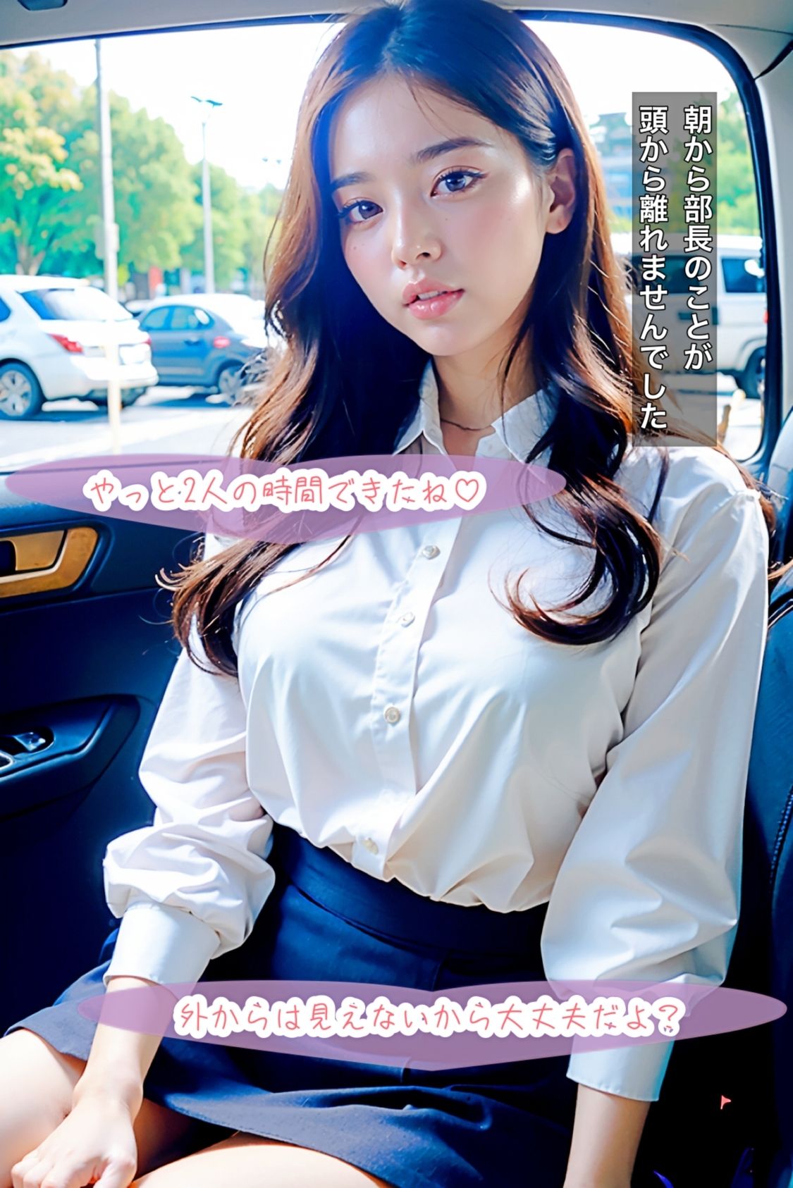 サンプル画像1:【出張NTR】巨乳女上司と車内不倫(Mスタジオ) [d_303981]