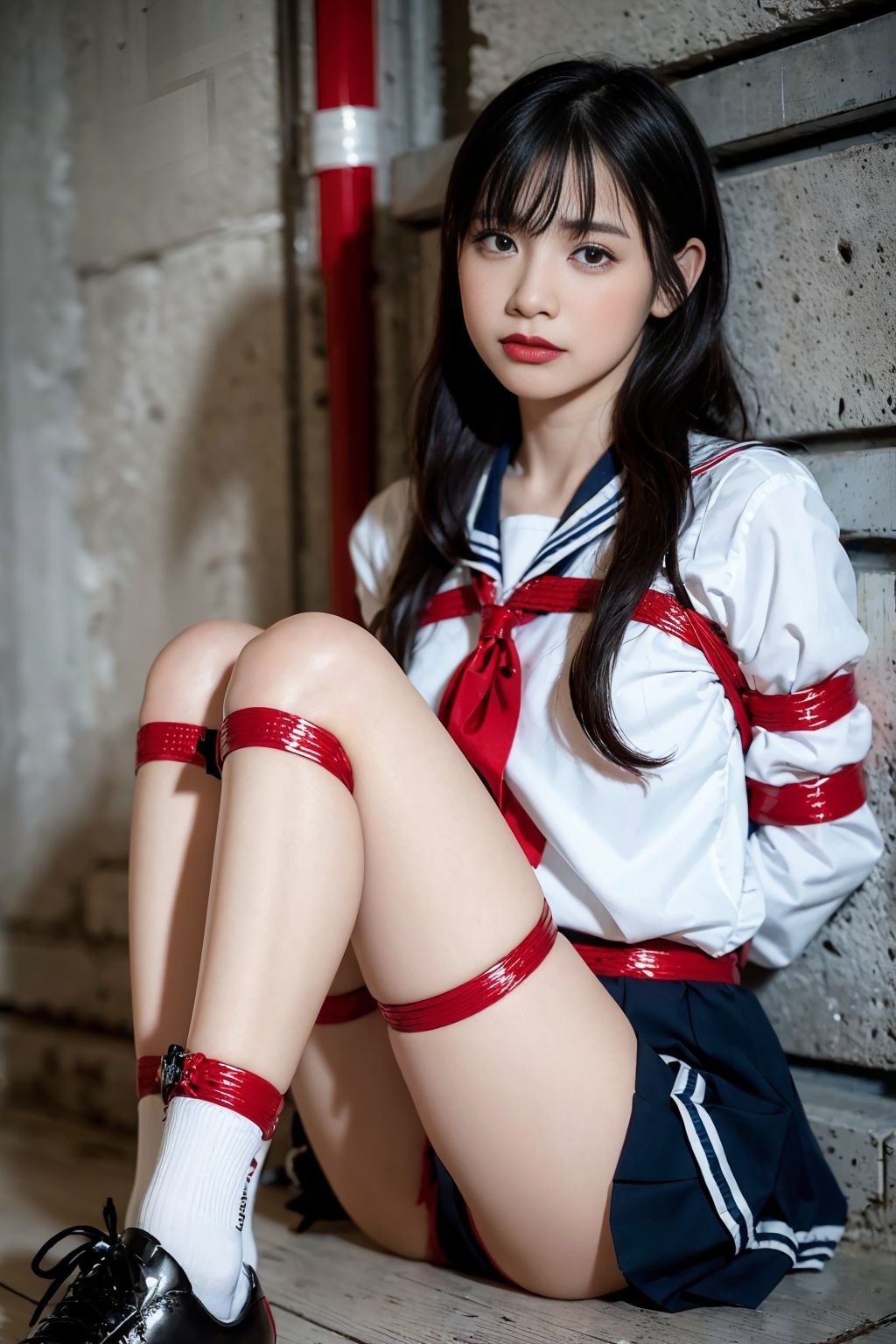 サンプル画像5:制服緊縛Vol.2(女子○生AI画像) [d_304014]