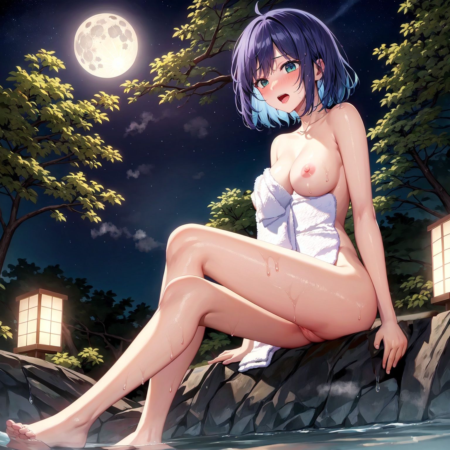 サンプル画像2:黒〇あかねと露天風呂に 入ってみた？(ましゅマロ@AIart) [d_304138]