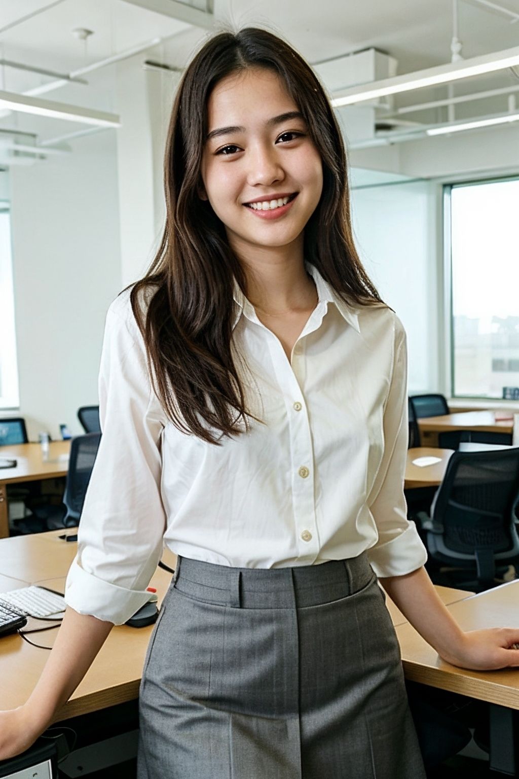 サンプル画像3:シン・AIグラビア vol.4 / 健康サプリ販売会社 美人OL（SNSマーケ・広報担当）(画像生成AI研究チーム) [d_304142]