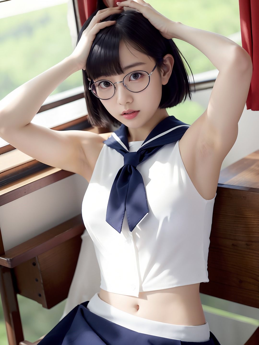 サンプル画像2:文学好きの地味で真面目なメガネ童顔少女は、セーラー服を脱いだらGカップ隠れ巨乳！官能小説に憧れて中●しセッ●ス(ChickenToPotato2.0) [d_304221]