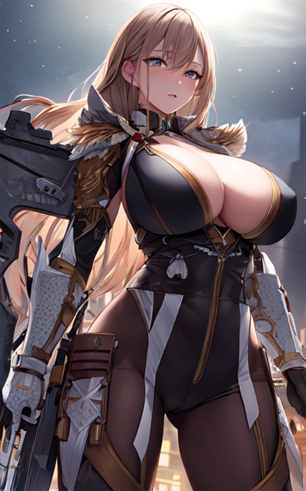 サンプル画像3:巨乳武器美女【妄想イラスト美女図鑑vol.13】(AIイラスト美女研究所) [d_304405]