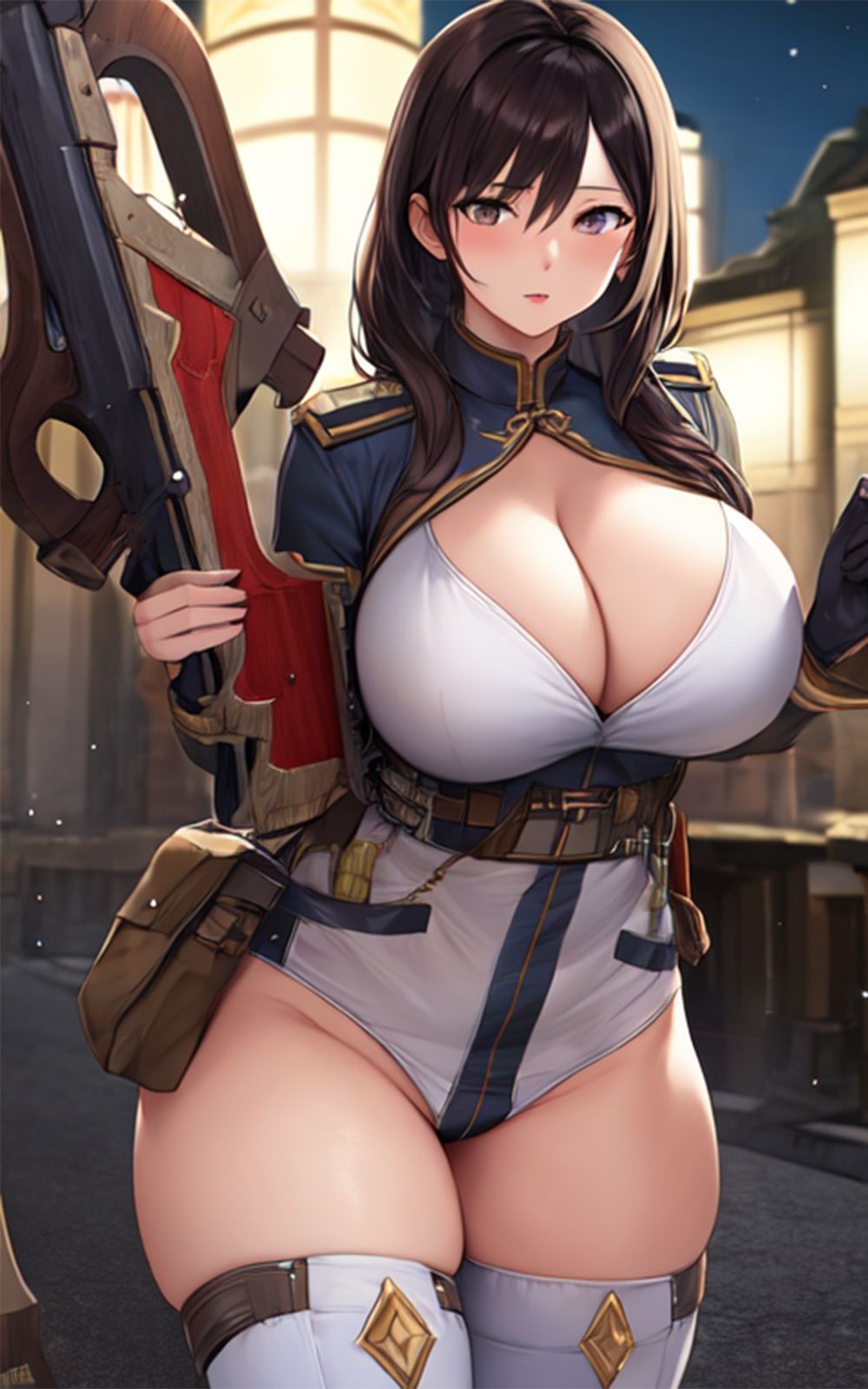 サンプル画像4:巨乳武器美女【妄想イラスト美女図鑑vol.13】(AIイラスト美女研究所) [d_304405]