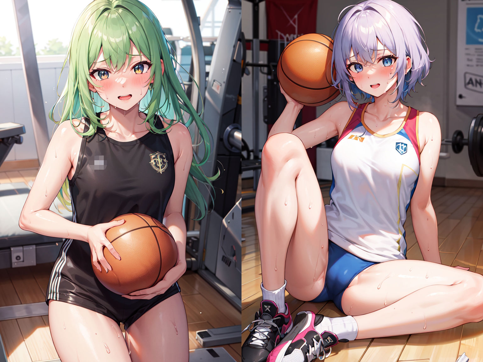 サンプル画像2:汗だくのスポーツ女子たち(みーも工房) [d_304718]