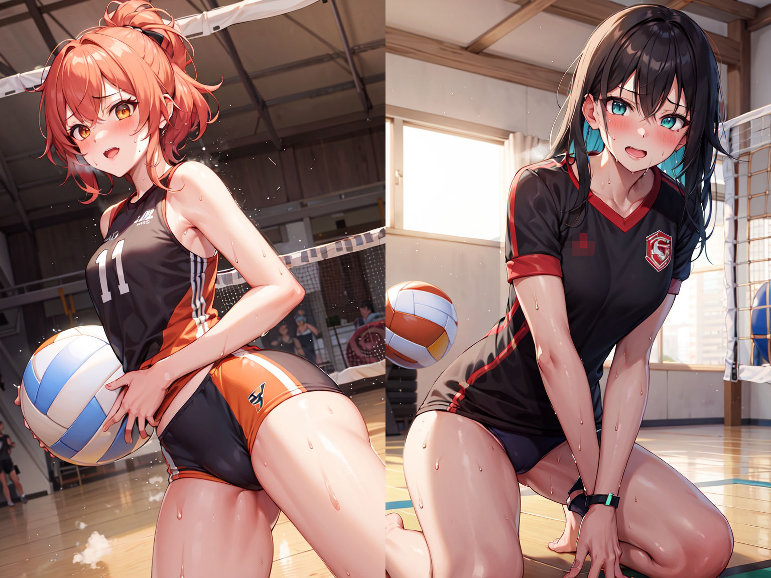 サンプル画像3:汗だくのスポーツ女子たち(みーも工房) [d_304718]