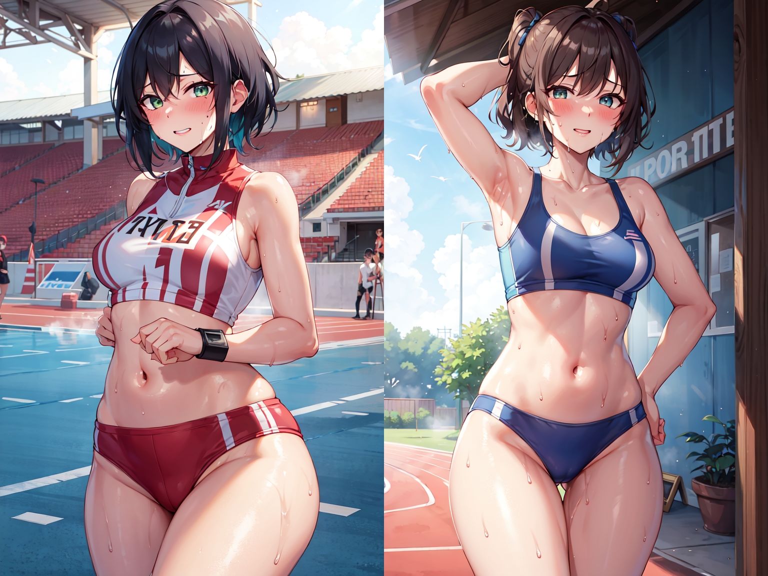 サンプル画像4:汗だくのスポーツ女子たち(みーも工房) [d_304718]