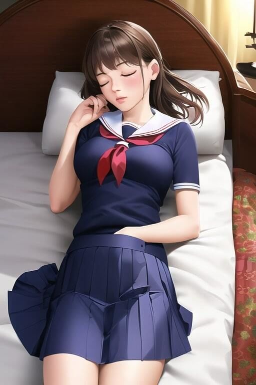 サンプル画像4:睡眠姦でボテ腹の妊婦になったJKたち・寝たままイタズラ中出し(撮影記録イラスト係) [d_305072]