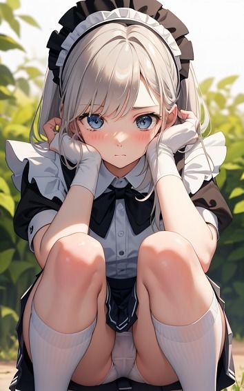 サンプル画像1:【銀髪メイドのパンチラ】美少女イラスト集【73枚】(AIメイドラボ) [d_305290]