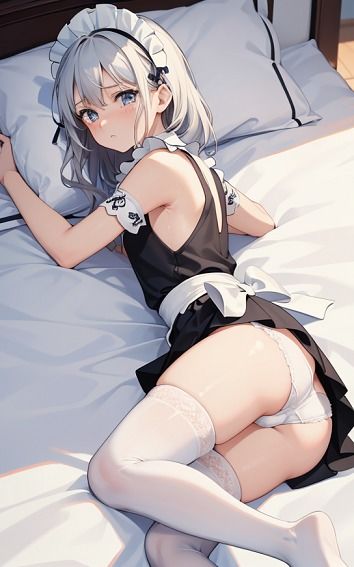 サンプル画像4:【銀髪メイドのパンチラ】美少女イラスト集【73枚】(AIメイドラボ) [d_305290]