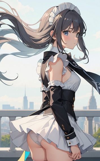 サンプル画像5:【銀髪メイドのパンチラ】美少女イラスト集【73枚】(AIメイドラボ) [d_305290]