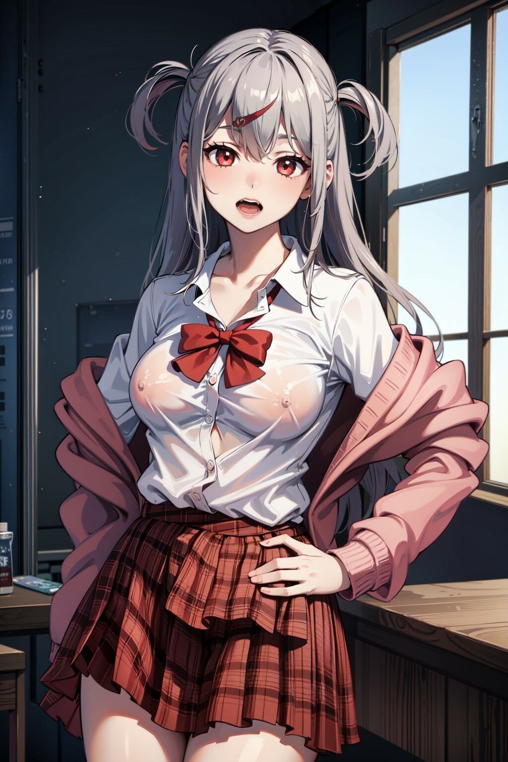 サンプル画像1:JK 沙花股クロヱの制服の下その1(萌のイラスト) [d_305342]