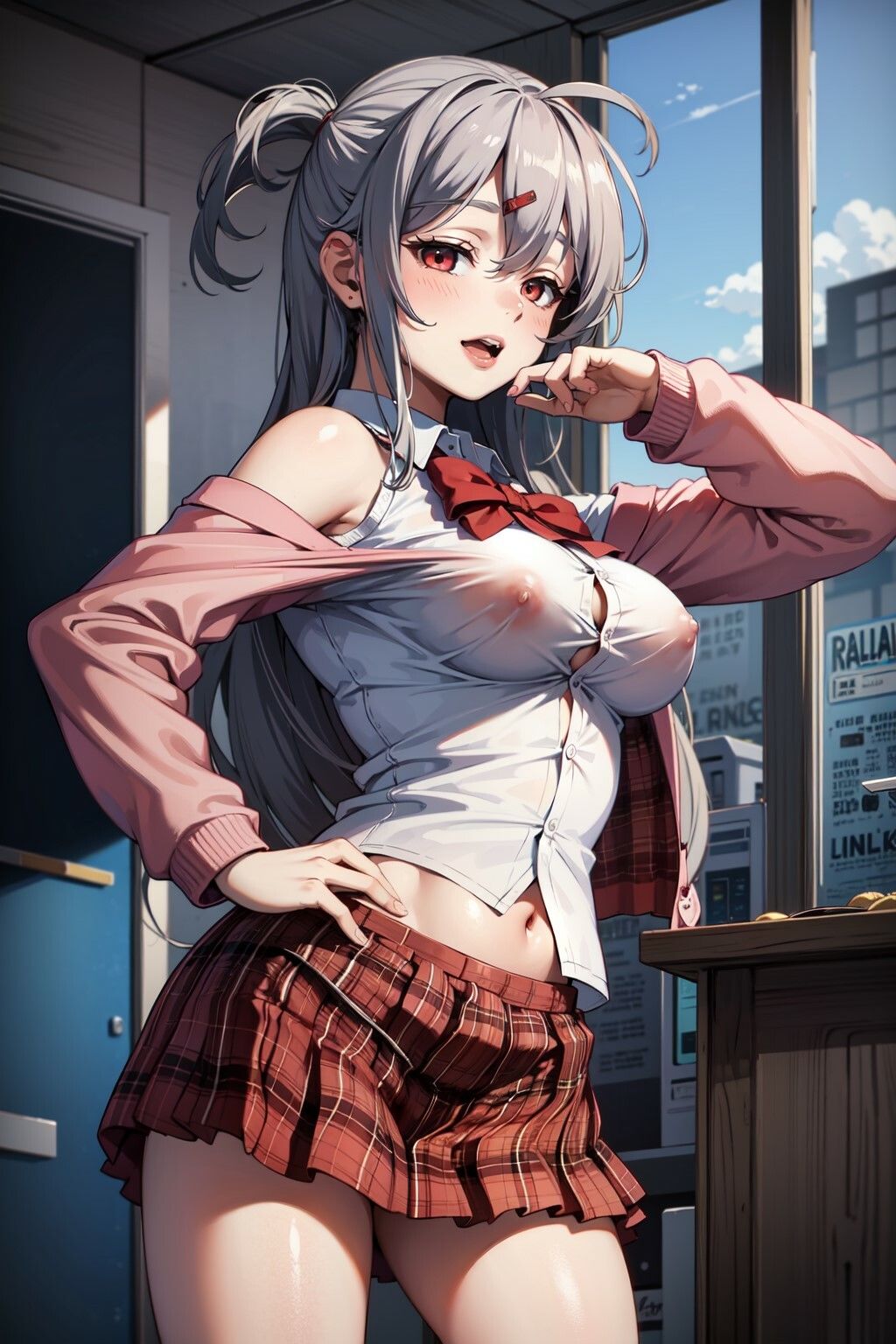 サンプル画像2:JK 沙花股クロヱの制服の下その 2(萌のイラスト) [d_305347]