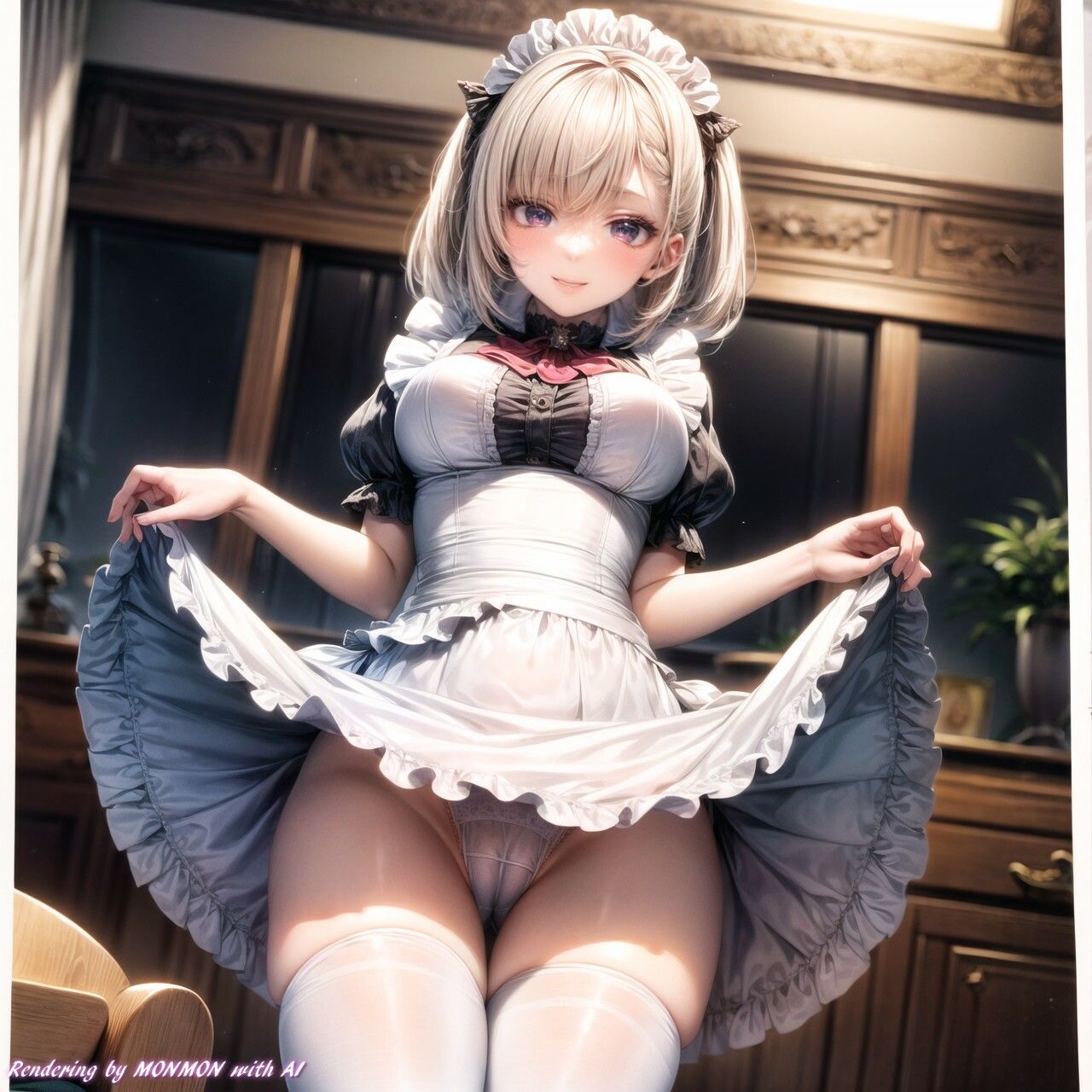 サンプル画像2:メイドさんにお願いしてみた。〜スカートたくし上げ編〜Vol.2(サークルmonmon) [d_305662]