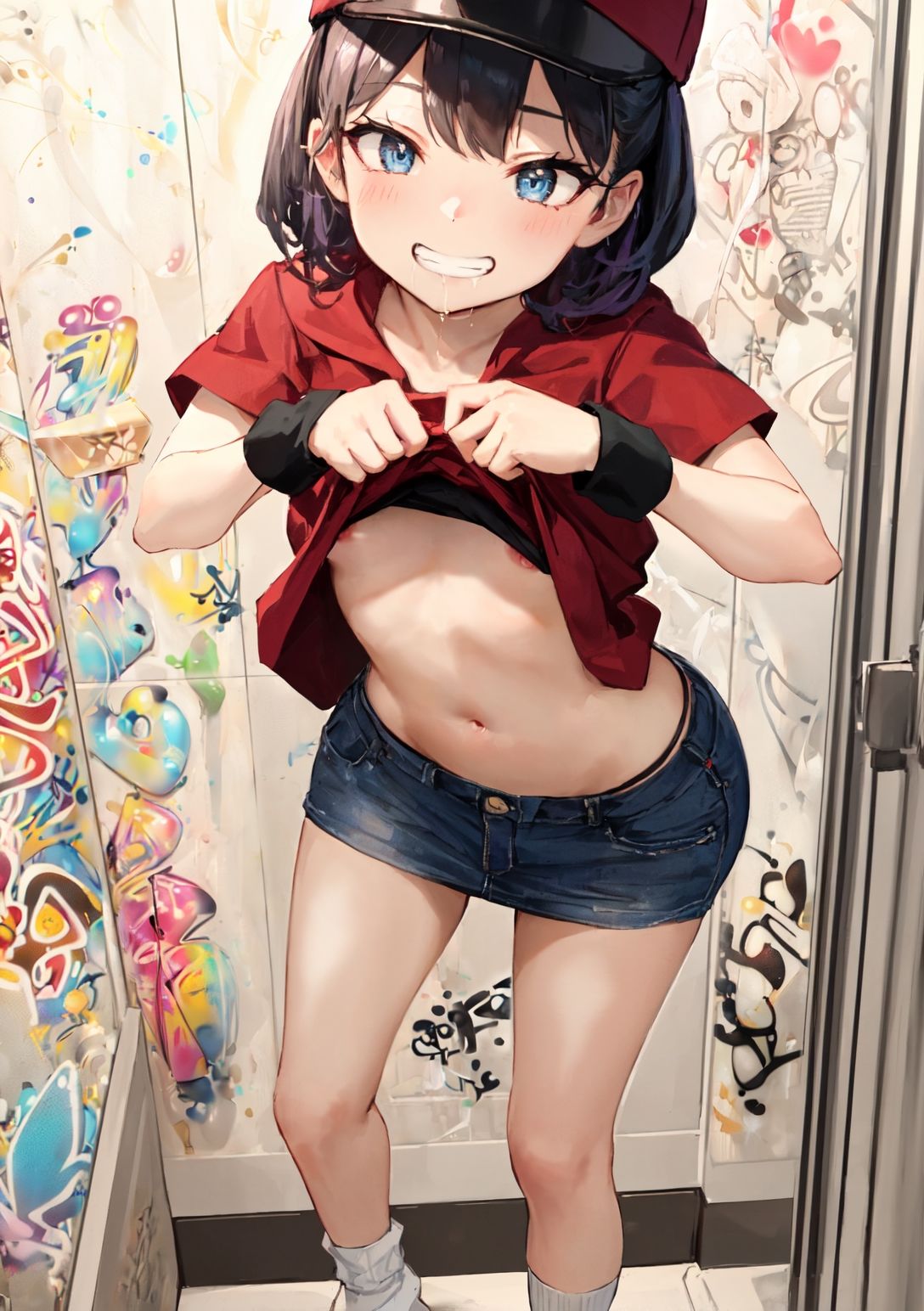 サンプル画像3:メス〇キ トイレで露出誘惑〜親が知らない娘の顔〜(キトン【AI illust studio】) [d_305735]