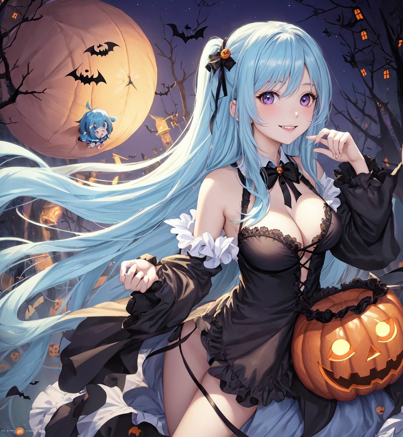 サンプル画像2:ハロウィーン水髪魔女(AI666) [d_305761]