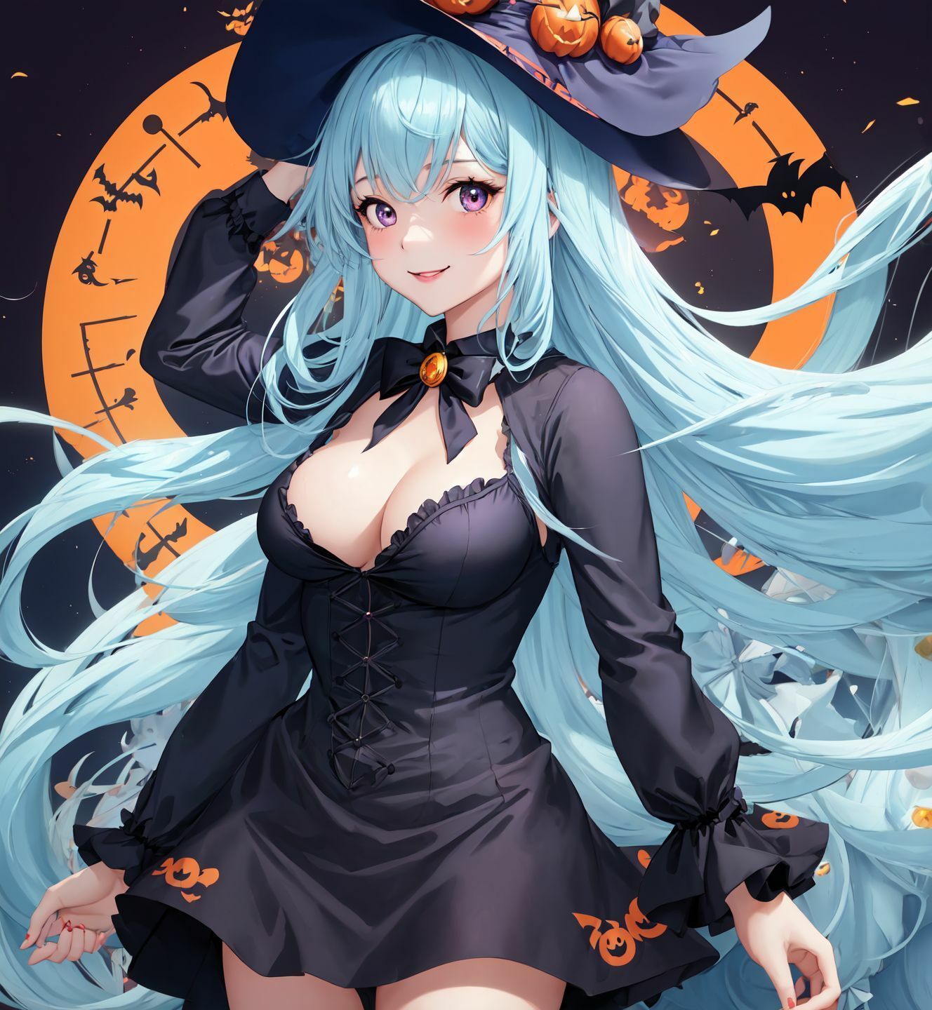 サンプル画像6:ハロウィーン水髪魔女(AI666) [d_305761]