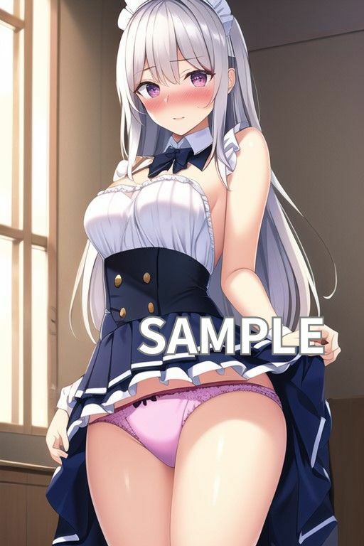 サンプル画像2:銀髪メイドがパンツを見せてくれたイラスト集（500枚） ご主人様とパンチラの館(たべごろ工房) [d_305930]