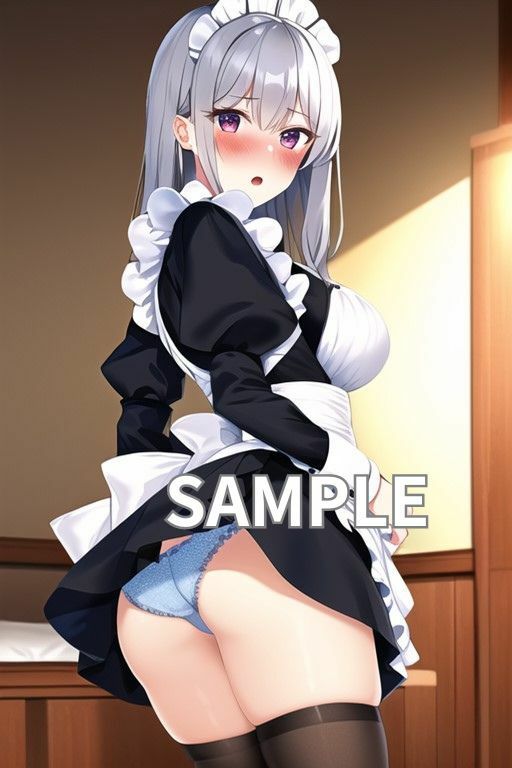 サンプル画像3:銀髪メイドがパンツを見せてくれたイラスト集（500枚） ご主人様とパンチラの館(たべごろ工房) [d_305930]