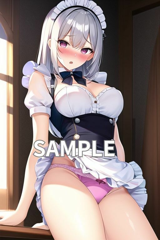 サンプル画像6:銀髪メイドがパンツを見せてくれたイラスト集（500枚） ご主人様とパンチラの館(たべごろ工房) [d_305930]
