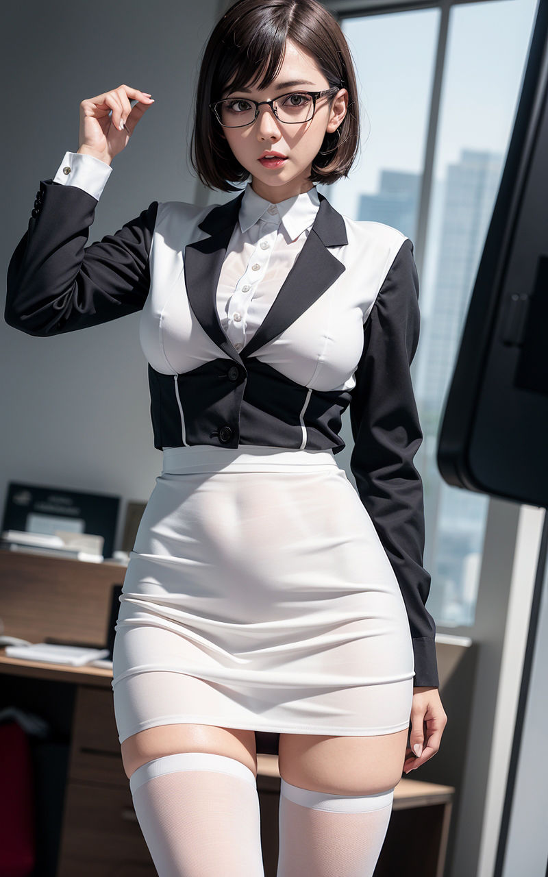 サンプル画像3:【AIグラビア巨乳美女写真集】Vol.3眼鏡秘書の天使さん(はるあき/AIart) [d_306161]