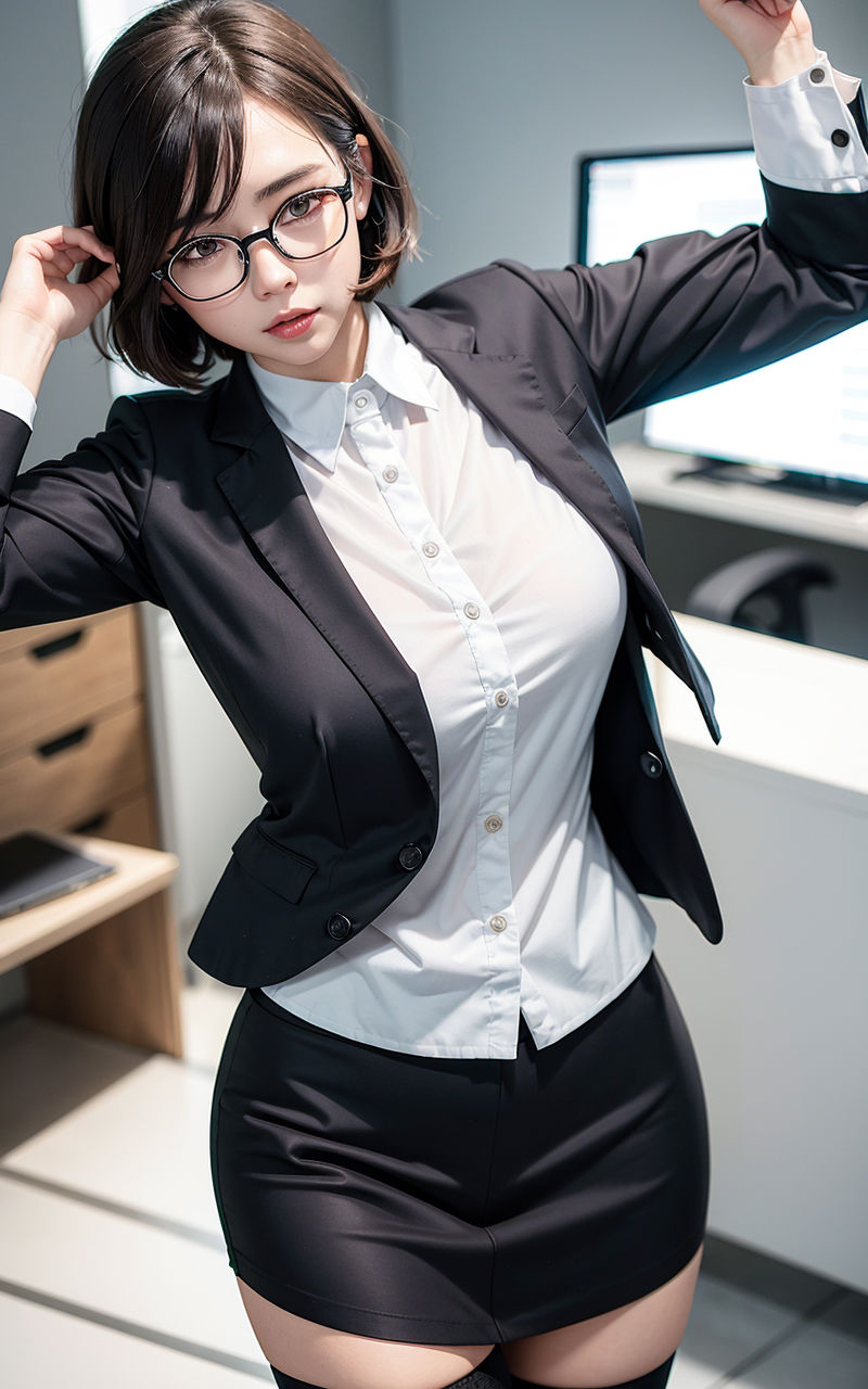 サンプル画像5:【AIグラビア巨乳美女写真集】Vol.3眼鏡秘書の天使さん(はるあき/AIart) [d_306161]