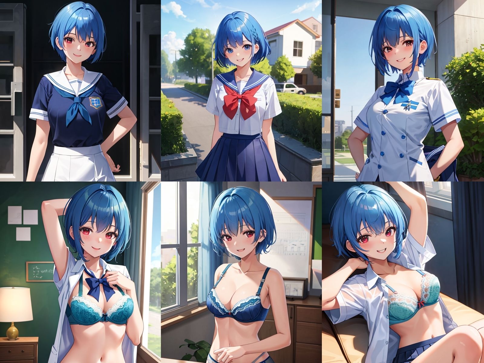 サンプル画像1:ボーイッシュな青髪JKが中出しセックスで孕みボテ腹になるまで(千草屋) [d_306272]