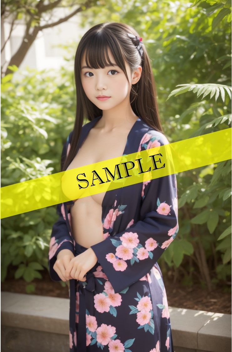 サンプル画像6:‐ AI生成 – 浴衣☆美女 ヌード写真集 【浴衣姿、おっぱい、下着画像209枚】(☆AIエロ画像クリエイター☆) [d_306413]