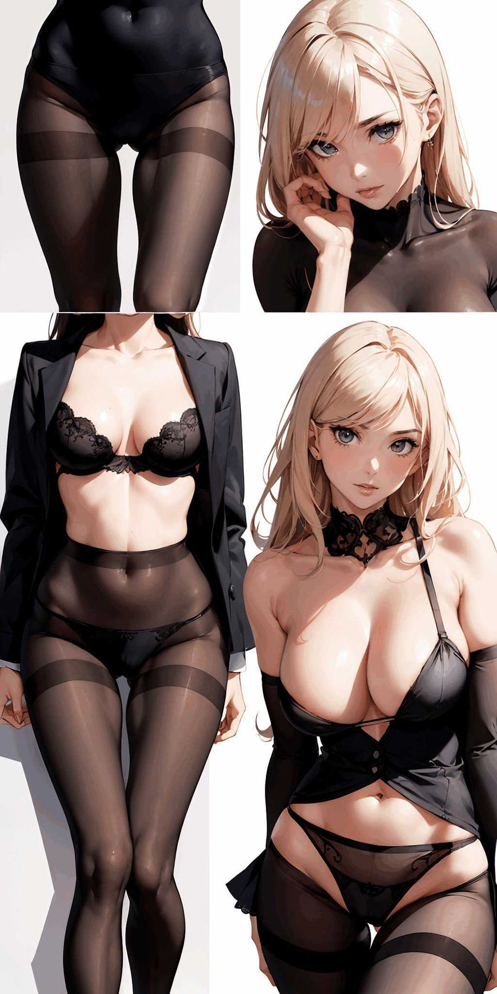 サンプル画像3:あなたのフェチはどこから？私は脚から。それなら黒のストッキング〜フェチの為のイラスト集〜(AI美少女Production) [d_306478]