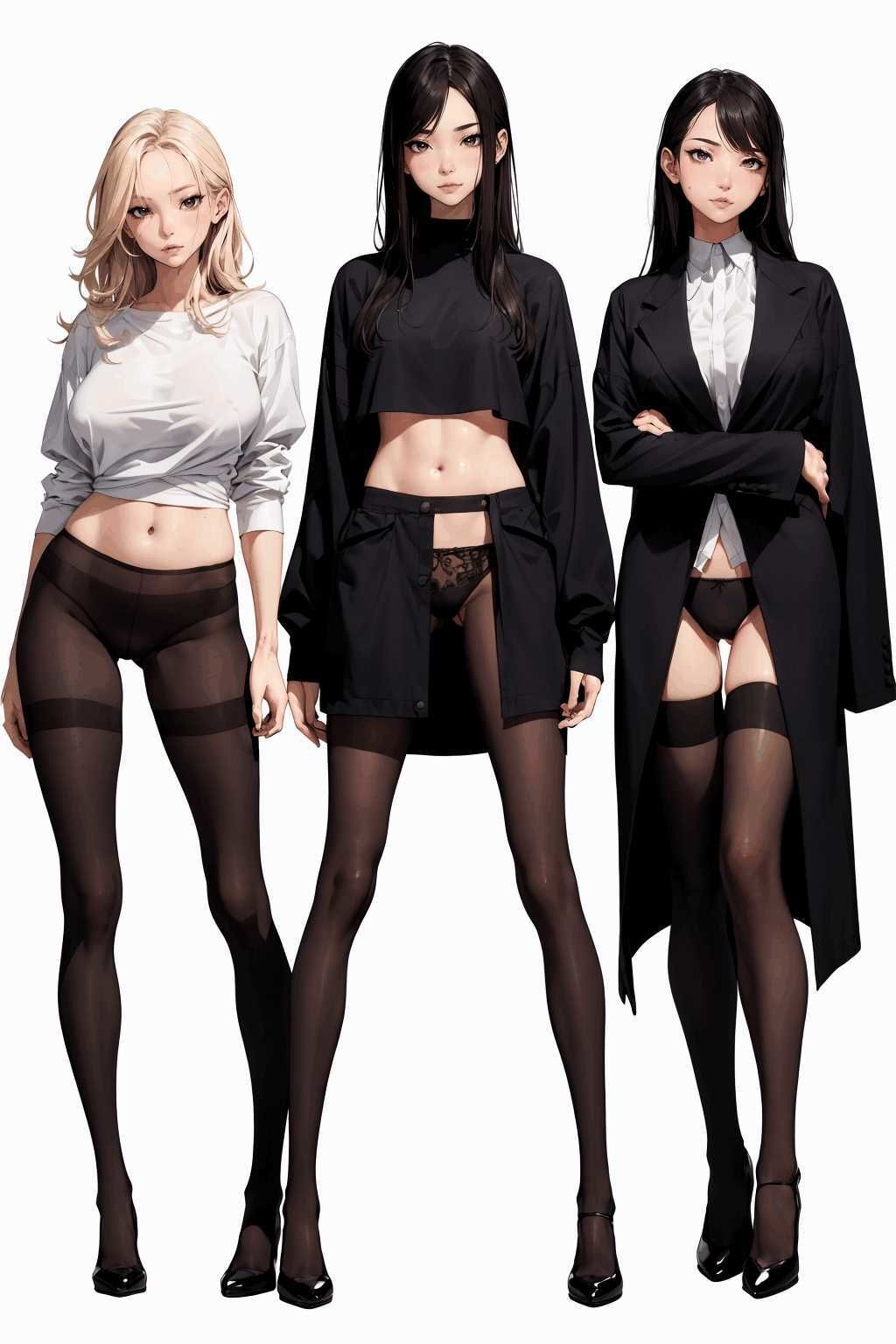 サンプル画像4:あなたのフェチはどこから？私は脚から。それなら黒のストッキング〜フェチの為のイラスト集〜(AI美少女Production) [d_306478]