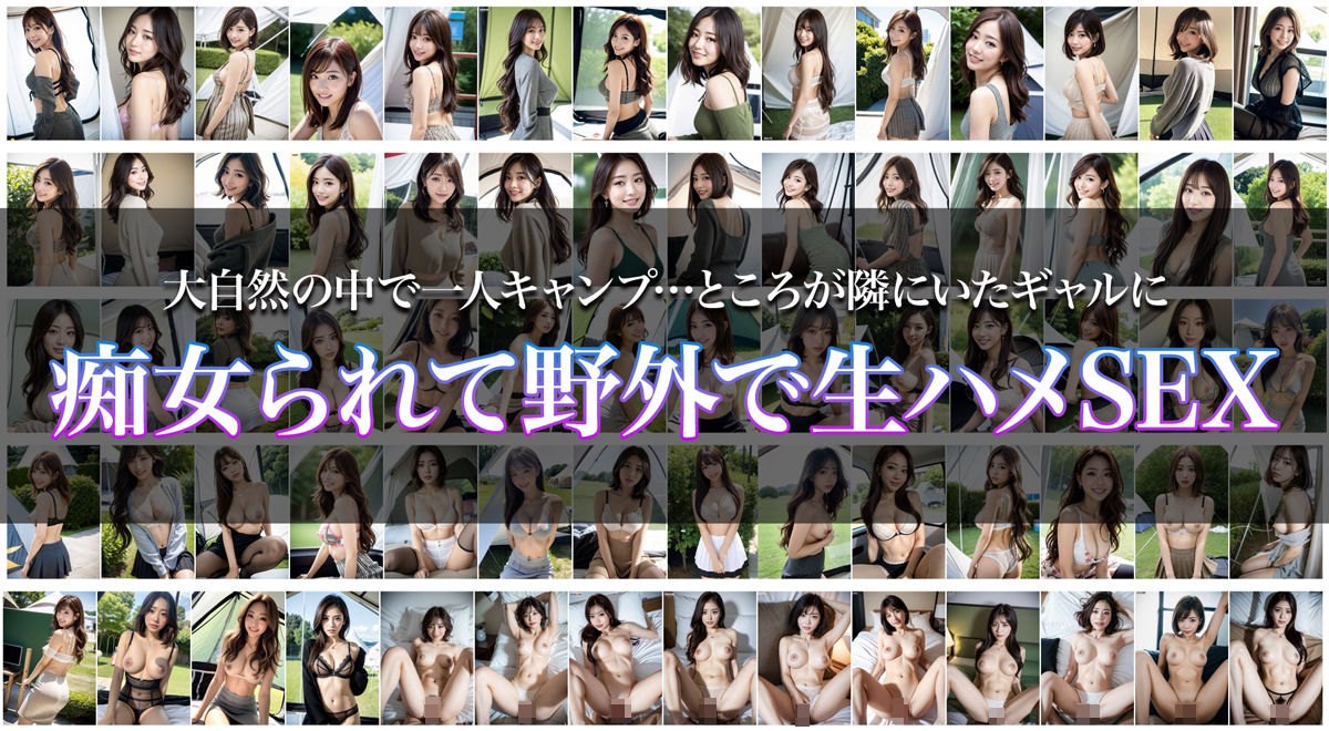 サンプル画像1:ソロキャンプで隣いたエグいほど下品なギャルキャンパーに痴女られる！野外で生ハメしてめちゃくちゃ射精させられた(BeautyAI media) [d_306503]