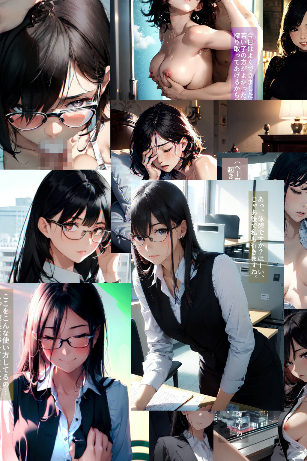 サンプル画像1:2コマ即オチ 妄想オフィス シチュエーションH （イラスト画風）(AIsolva) [d_307113]