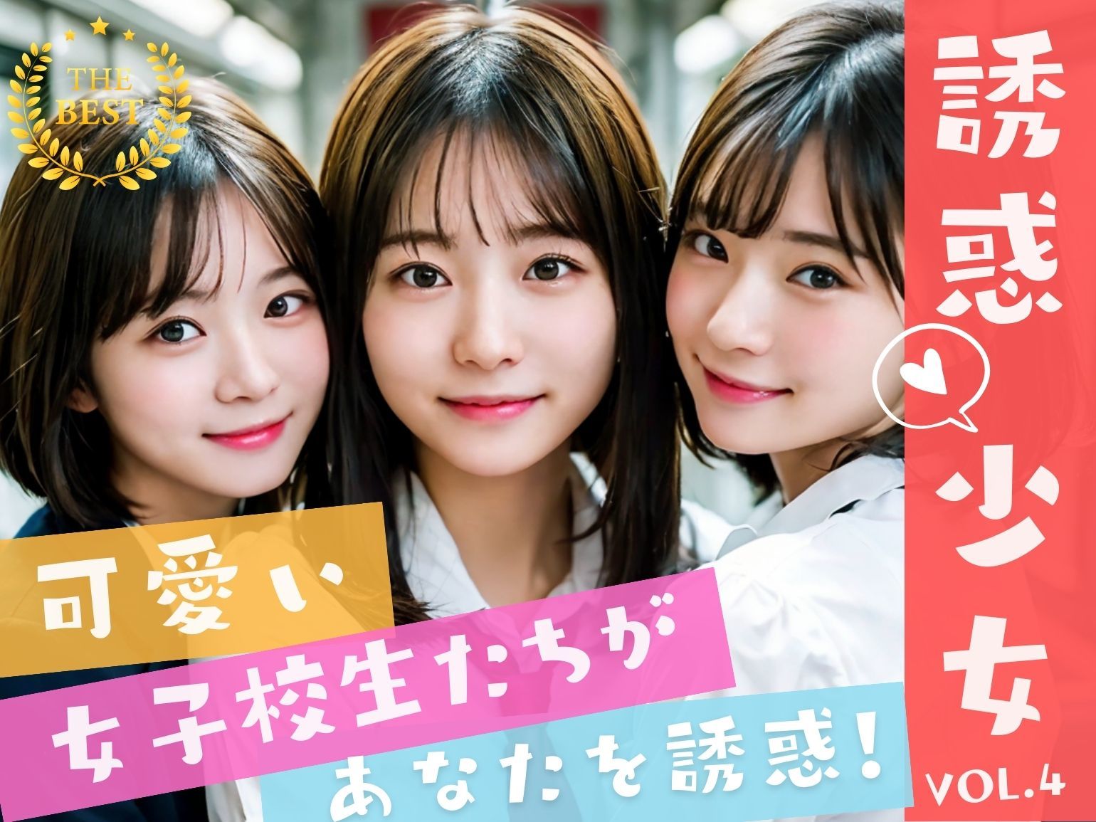 サンプル画像1:えちえちJKハーレム電車 – 可愛すぎるJKたちの誘惑に大興奮 -(AI美女はセカイを◯◯◯？) [d_307325]