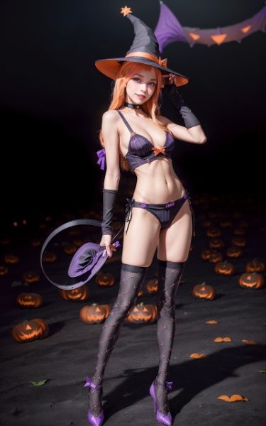 サンプル画像3:ハロウィン コスプレ ランジェリー(AI ヤン) [d_307476]