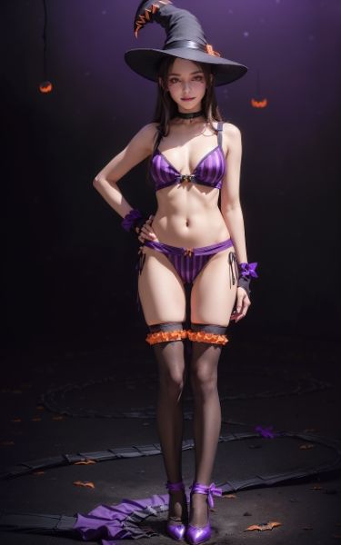 サンプル画像4:ハロウィン コスプレ ランジェリー(AI ヤン) [d_307476]