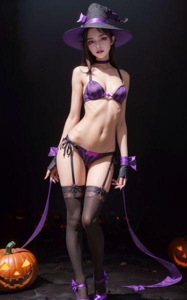 サンプル画像5:ハロウィン コスプレ ランジェリー(AI ヤン) [d_307476]