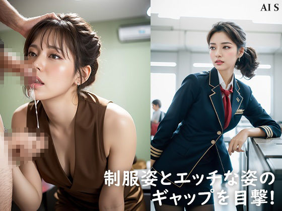 サンプル画像4:【全424枚】 「客室乗務員」 ケツアナ航空 -キャビンアテンダントの制服姿と裏事情- -AIで描く究極の美女達-(AIで絶世の美女を作る) [d_307605]