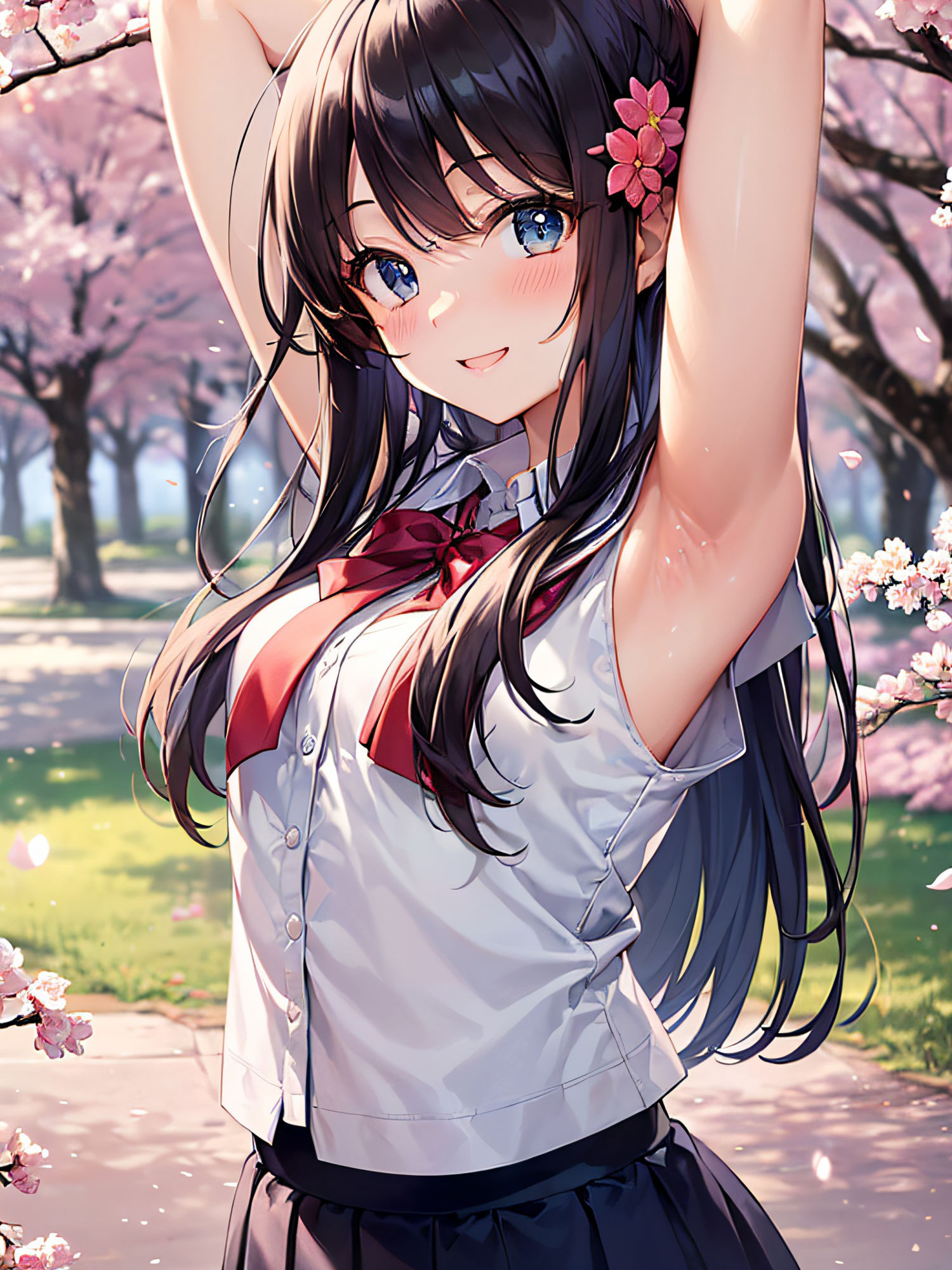 サンプル画像3:見せたがりの制服JKの腋見せ画像集(senninn) [d_307640]