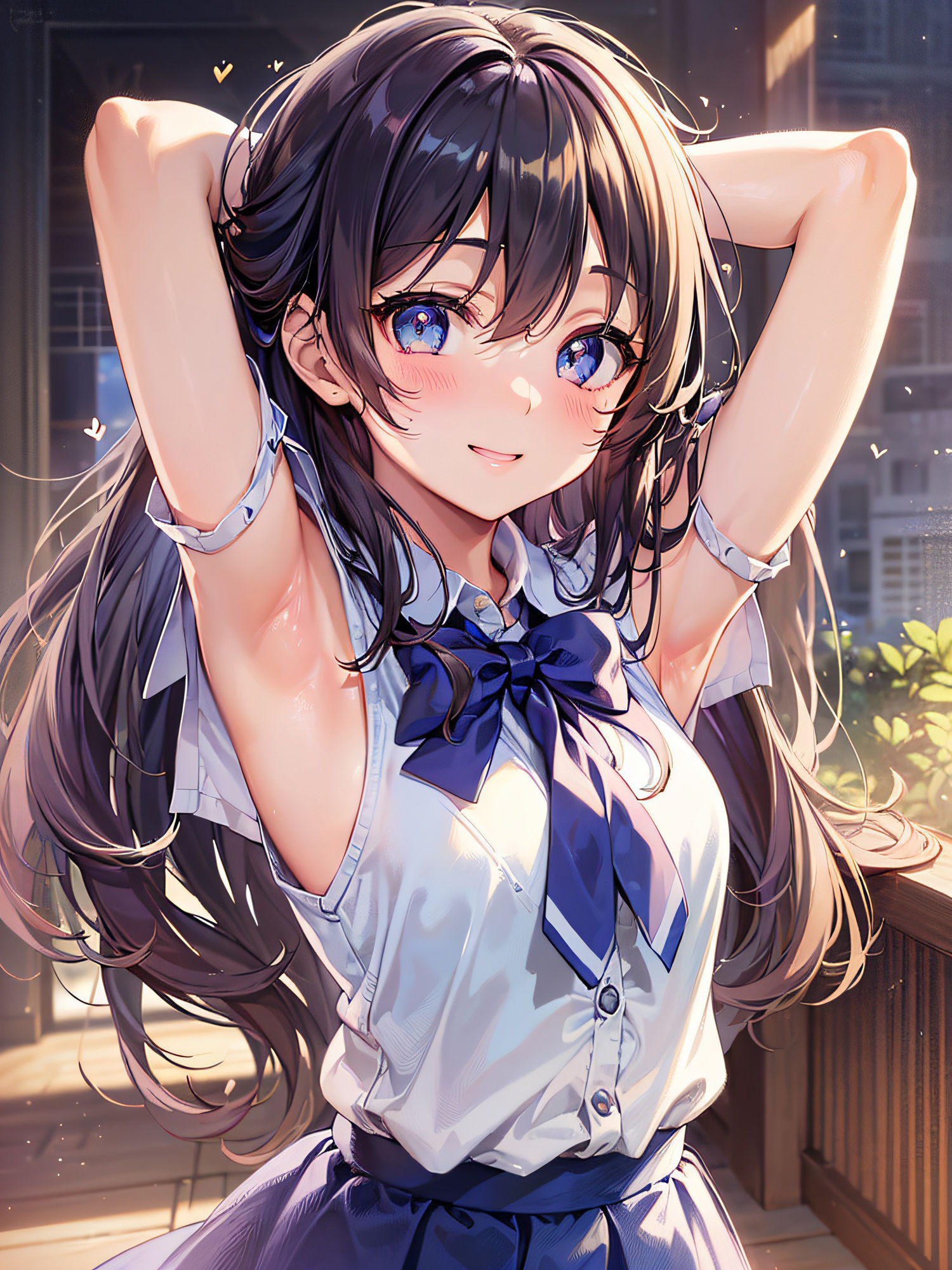 サンプル画像5:見せたがりの制服JKの腋見せ画像集(senninn) [d_307640]