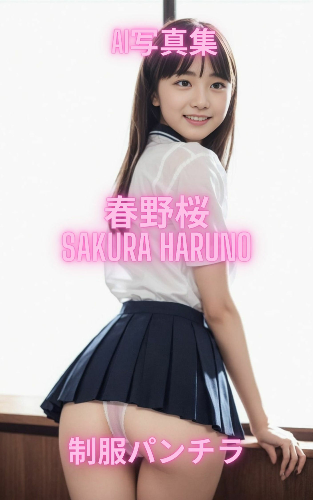 サンプル画像1:AI写真集 春野桜 Sakura Haruno 制服パンチラ(Premium Girls) [d_307684]